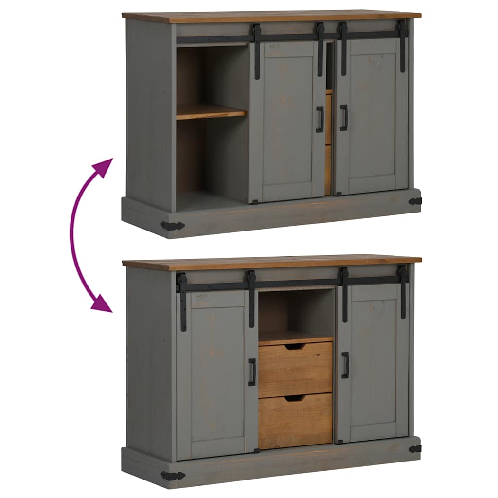 vidaXL Bufetă HALDEN 2 uși glisante gri 112x40x80 cm lemn masiv