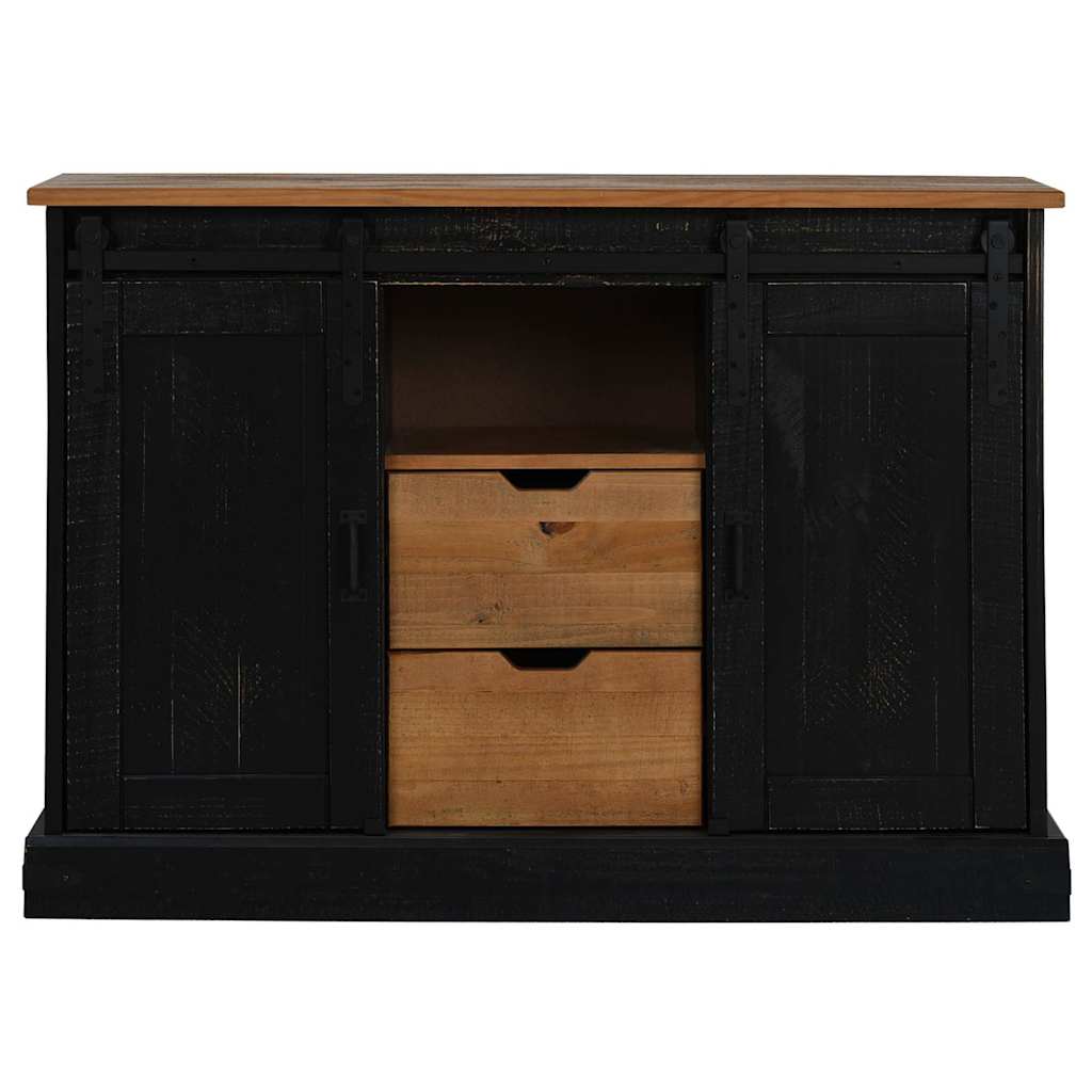 vidaXL Bufetă HALDEN 2 uși glisante negru 112x40x80 cm lemn masiv