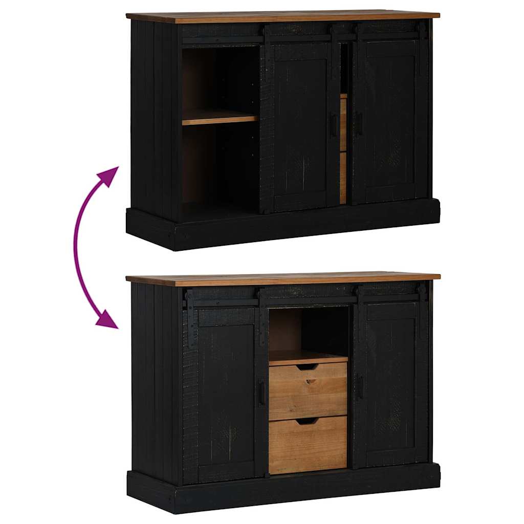 vidaXL Bufetă HALDEN 2 uși glisante negru 112x40x80 cm lemn masiv