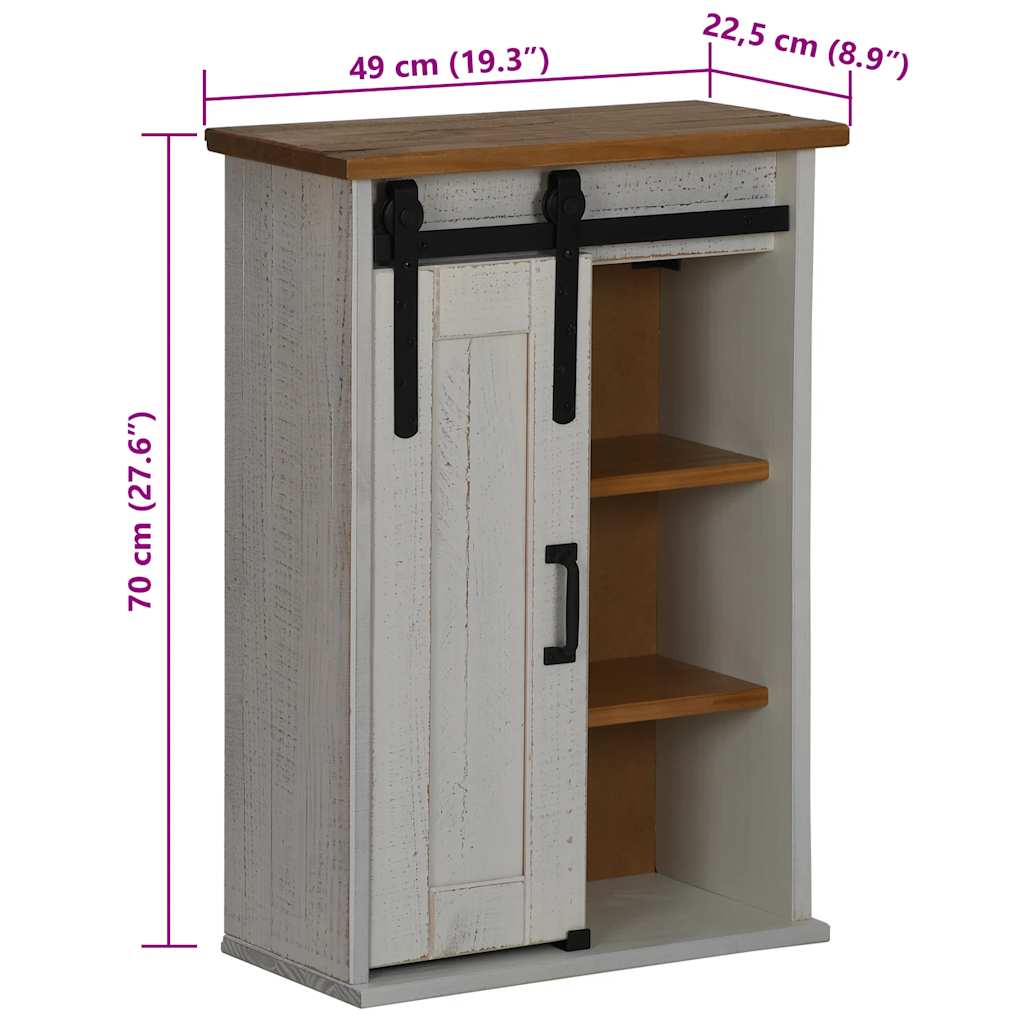vidaXL Dulap suspendat HALDEN cu ușă glisantă alb 49x22,5x70 cm pin