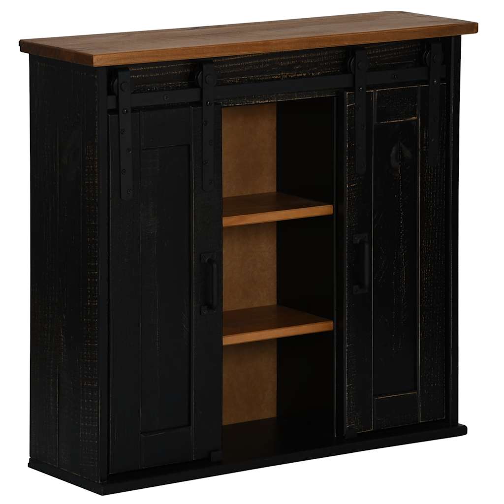 vidaXL Dulap suspendat HALDEN 2 uși glisante negru 75x22,5x70 cm pin vidaXL Dulap suspendat HALDEN 2 uși glisante negru 75x22,5x70 cm pin