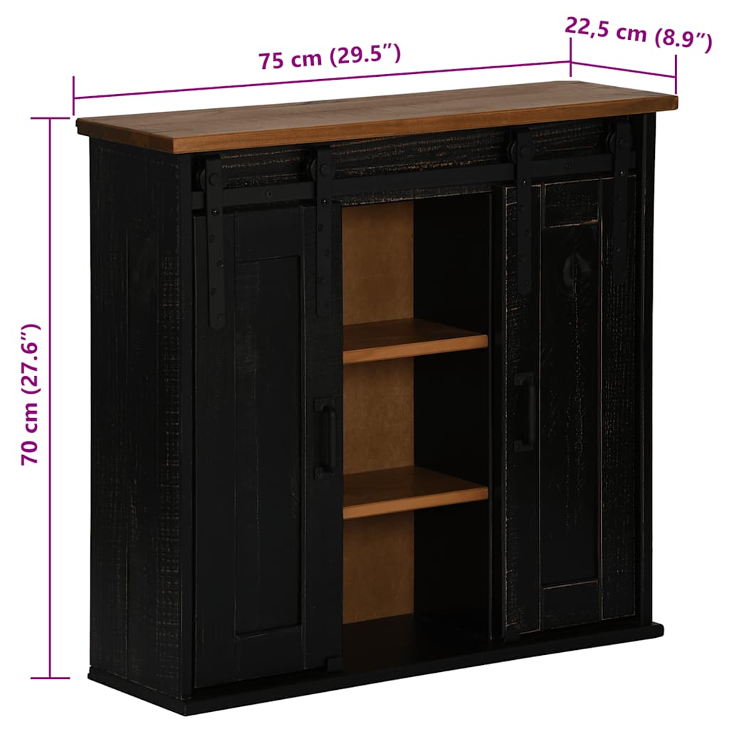 vidaXL Dulap suspendat HALDEN 2 uși glisante negru 75x22,5x70 cm pin vidaXL Dulap suspendat HALDEN 2 uși glisante negru 75x22,5x70 cm pin