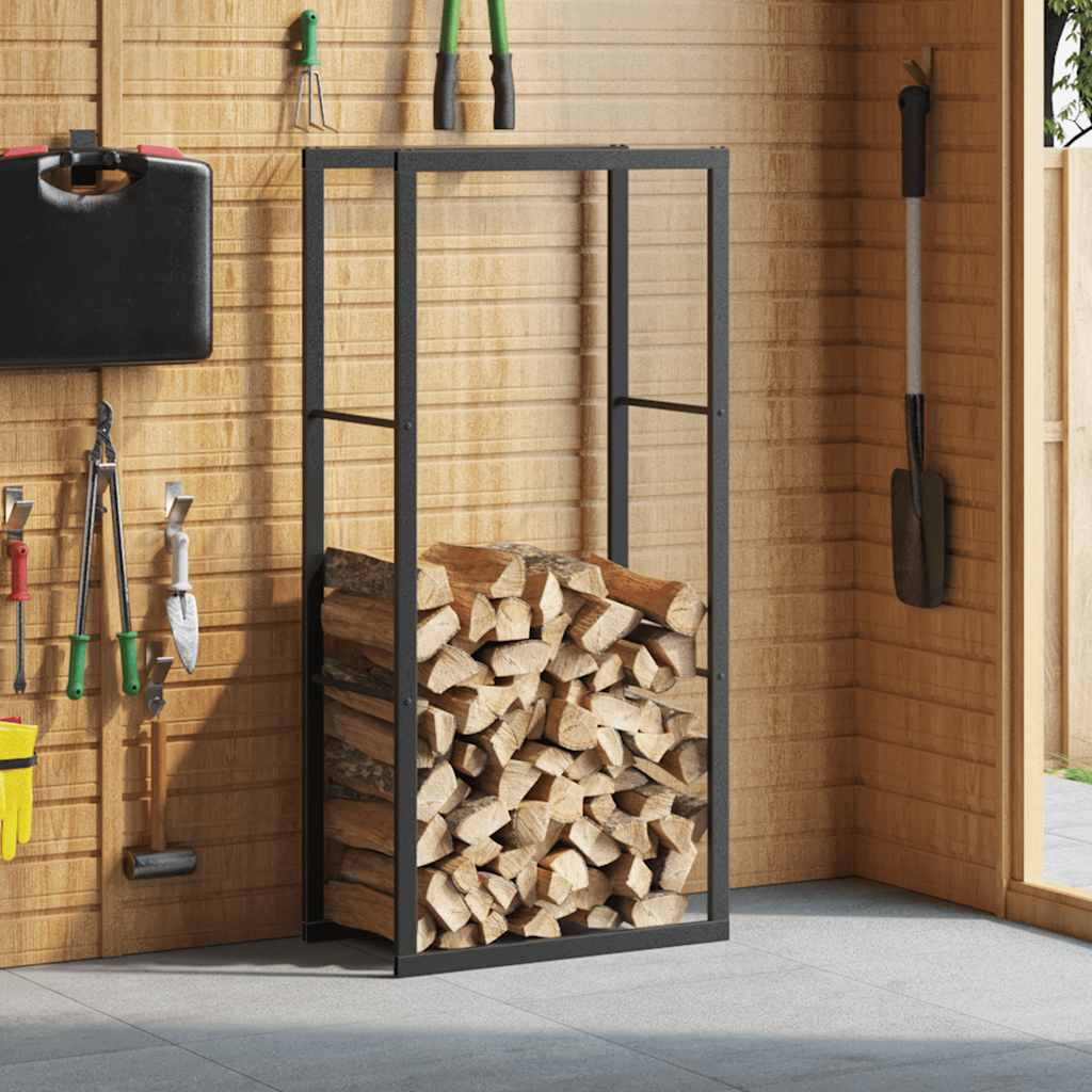 vidaXL Rastel pentru lemne de foc, negru, 55x30x116 cm oțel