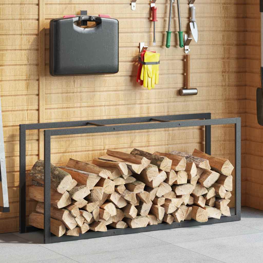 vidaXL Rastel pentru lemne de foc, negru, 55x30x116 cm oțel