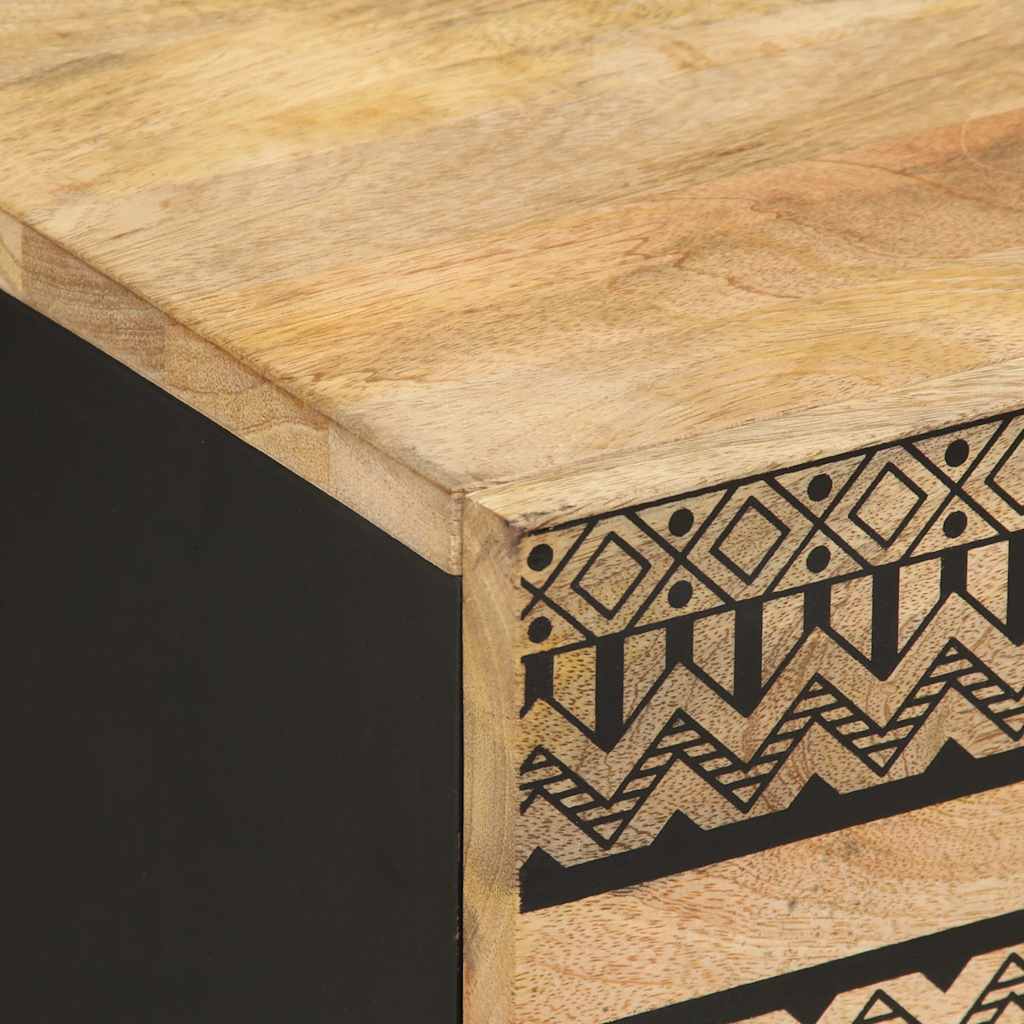 vidaXL Noptiere, 2 buc., negru, 40x33,5x46 cm, lemn masiv mango brut