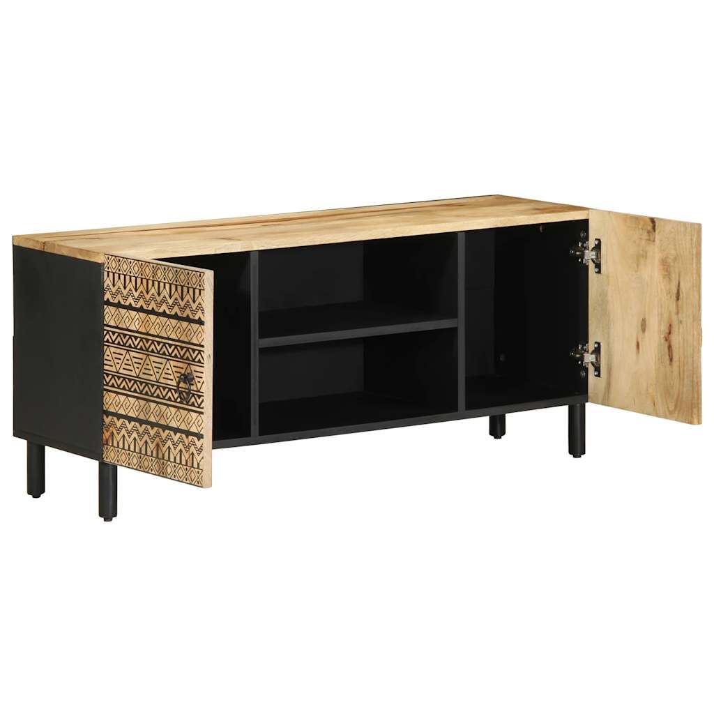 vidaXL Dulap TV, negru, 105x33,5x46 cm, lemn masiv de mango brut