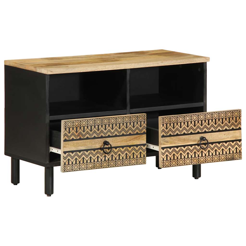 vidaXL Dulap TV, negru, 70x33,5x46 cm, lemn masiv de mango brut