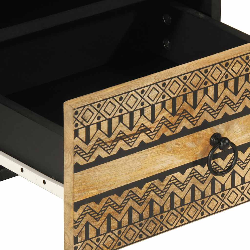 vidaXL Dulap de pat, negru, 40x33x46 cm, lemn masiv de mango brut vidaXL Dulap de pat, negru, 40x33x46 cm, lemn masiv de mango brut