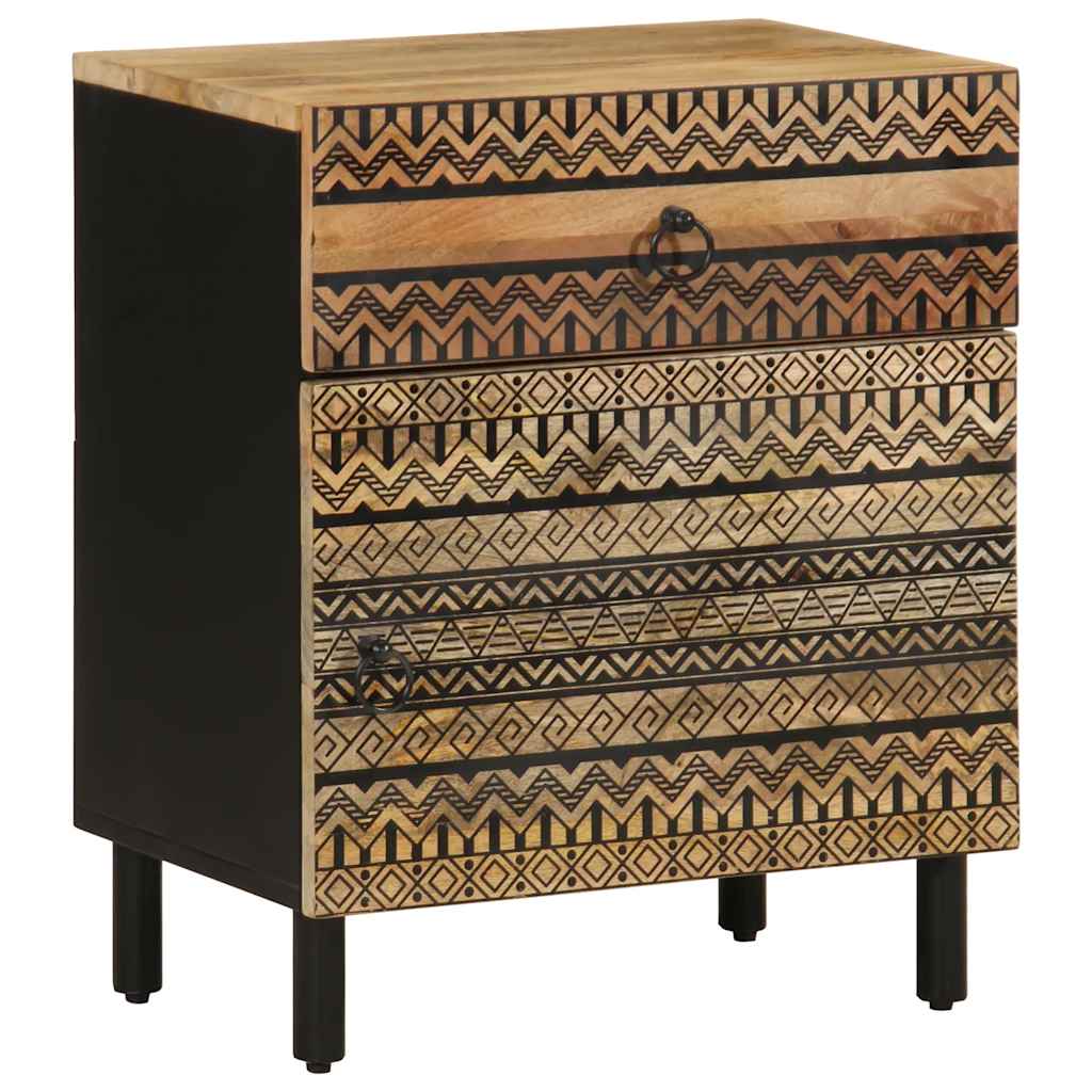 vidaXL Dulap de pat, negru, 50x33x60 cm, lemn masiv de mango brut vidaXL Dulap de pat, negru, 50x33x60 cm, lemn masiv de mango brut