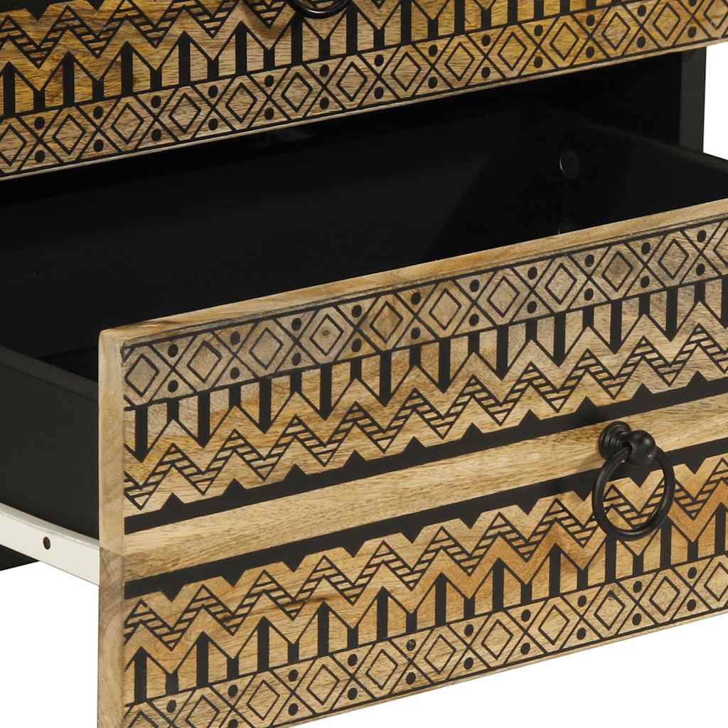 vidaXL Dulap de pat, negru, 50x33x62 cm, lemn masiv de mango brut vidaXL Dulap de pat, negru, 50x33x62 cm, lemn masiv de mango brut