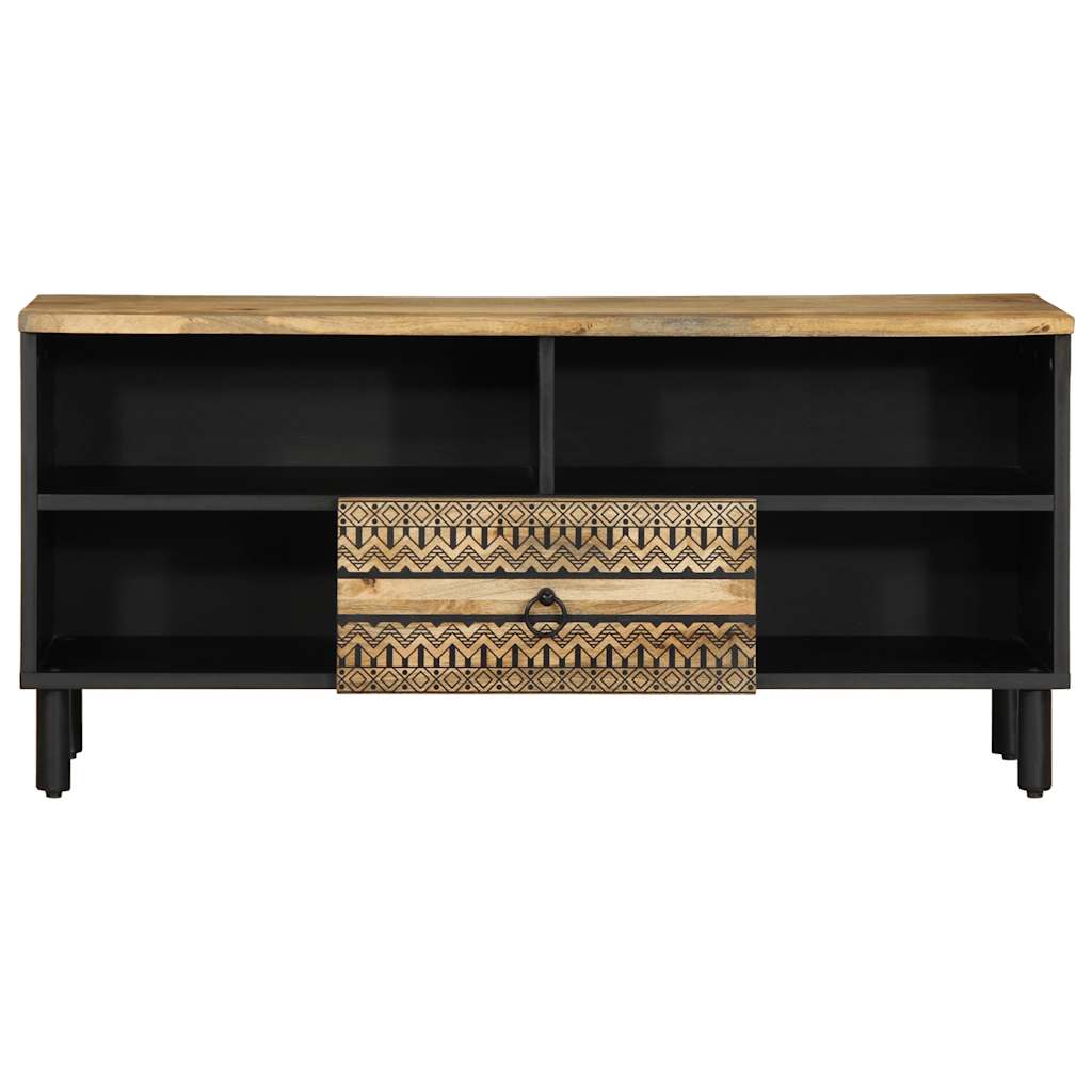 vidaXL Dulap TV, negru, 100x33,5x46 cm, lemn masiv de mango brut