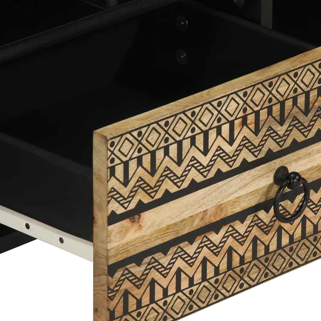 vidaXL Dulap TV, negru, 100x33,5x46 cm, lemn masiv de mango brut