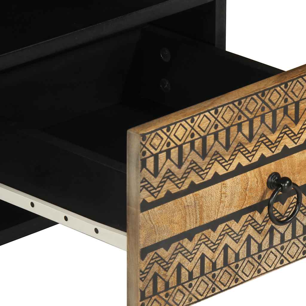 vidaXL Dulap TV, negru, 100x33,5x46 cm, lemn masiv de mango brut