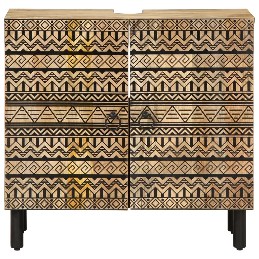 vidaXL Dulap chiuveta de baie, negru, 62x33x58 cm, lemn masiv de mango