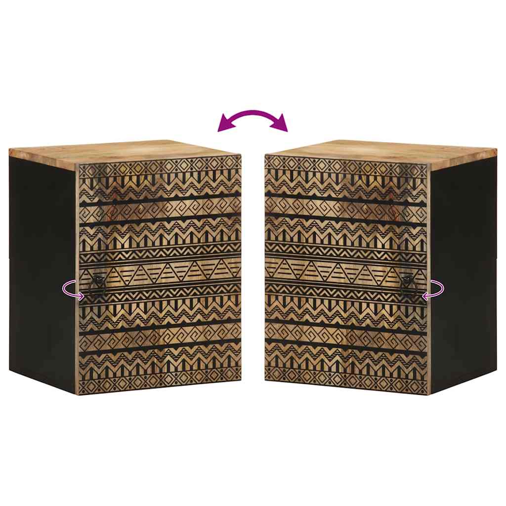 vidaXL Dulap suspendat de baie negru 38x33,5x48cm, lemn masiv de mango vidaXL Dulap suspendat de baie negru 38x33,5x48cm, lemn masiv de mango