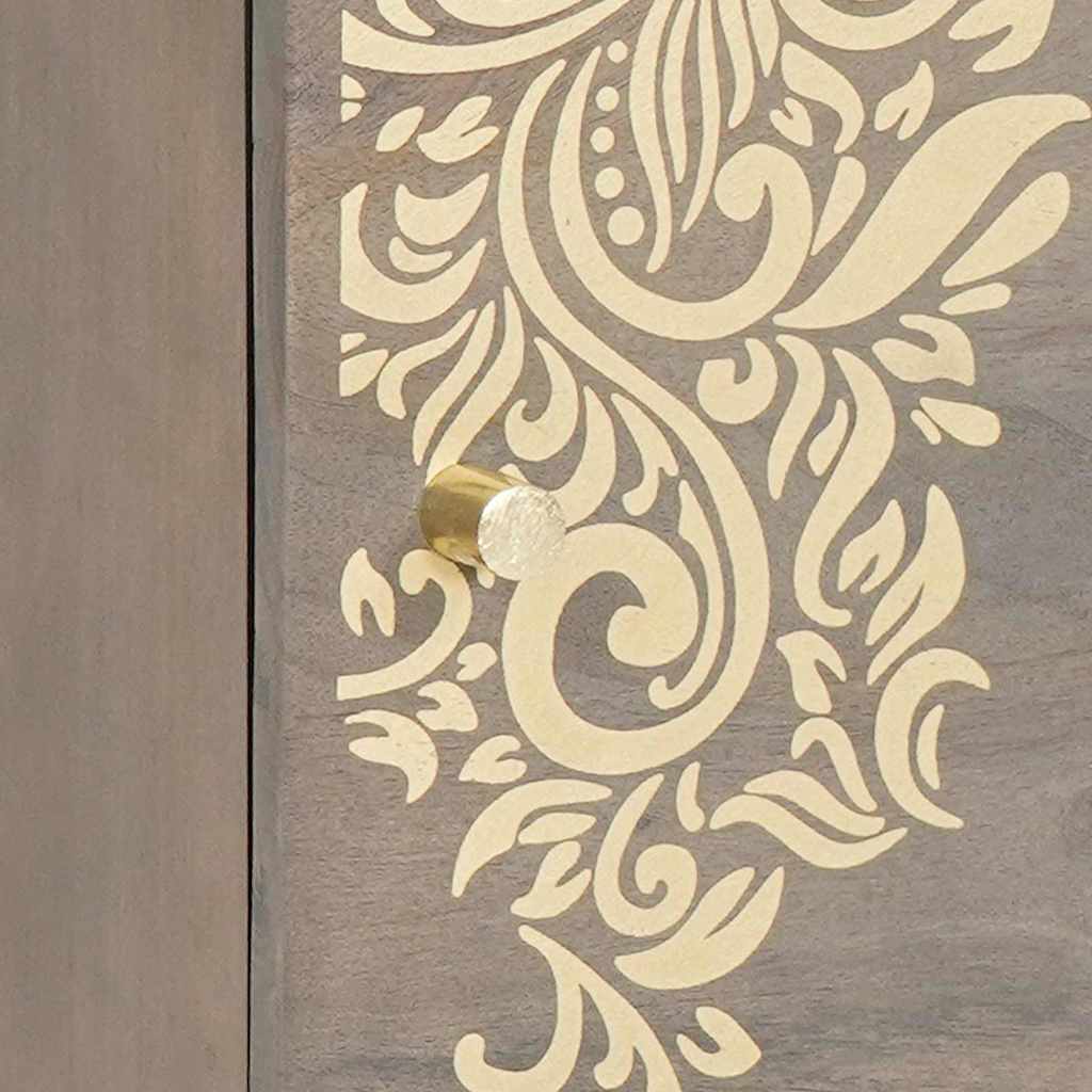 vidaXL Noptieră cu ușă Gri 40 x 33 x 46 cm Lemn de mango solid