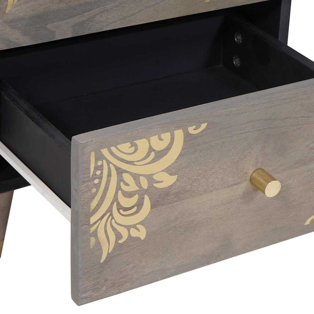 vidaXL Dulap de noapte Gri 40 x 33 x 46 cm Lemn de mango solid