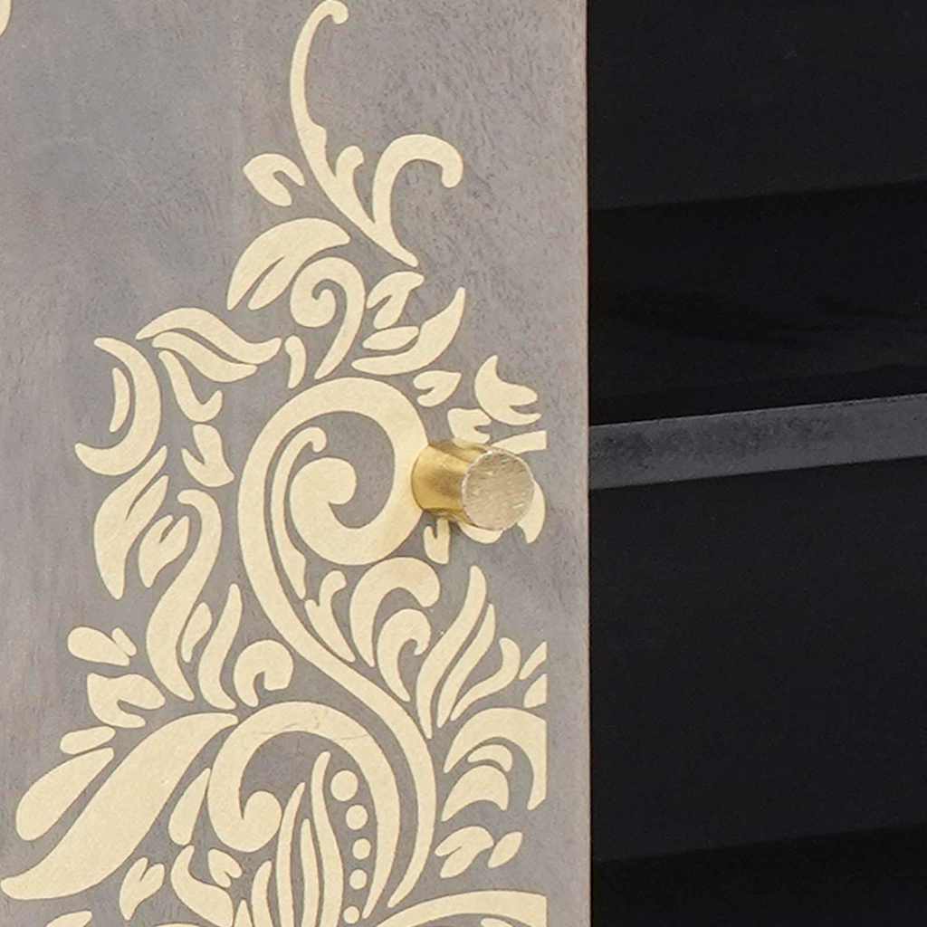 vidaXL Cabinet TV cu raft Gri 105 x 33 x 46 cm Lemn de mango solid