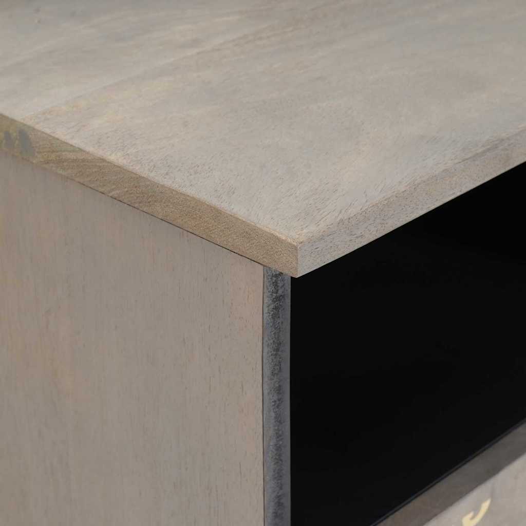 vidaXL Cabinet TV cu sertar Gri 70 x 33 x 46 cm Lemn de mango solid