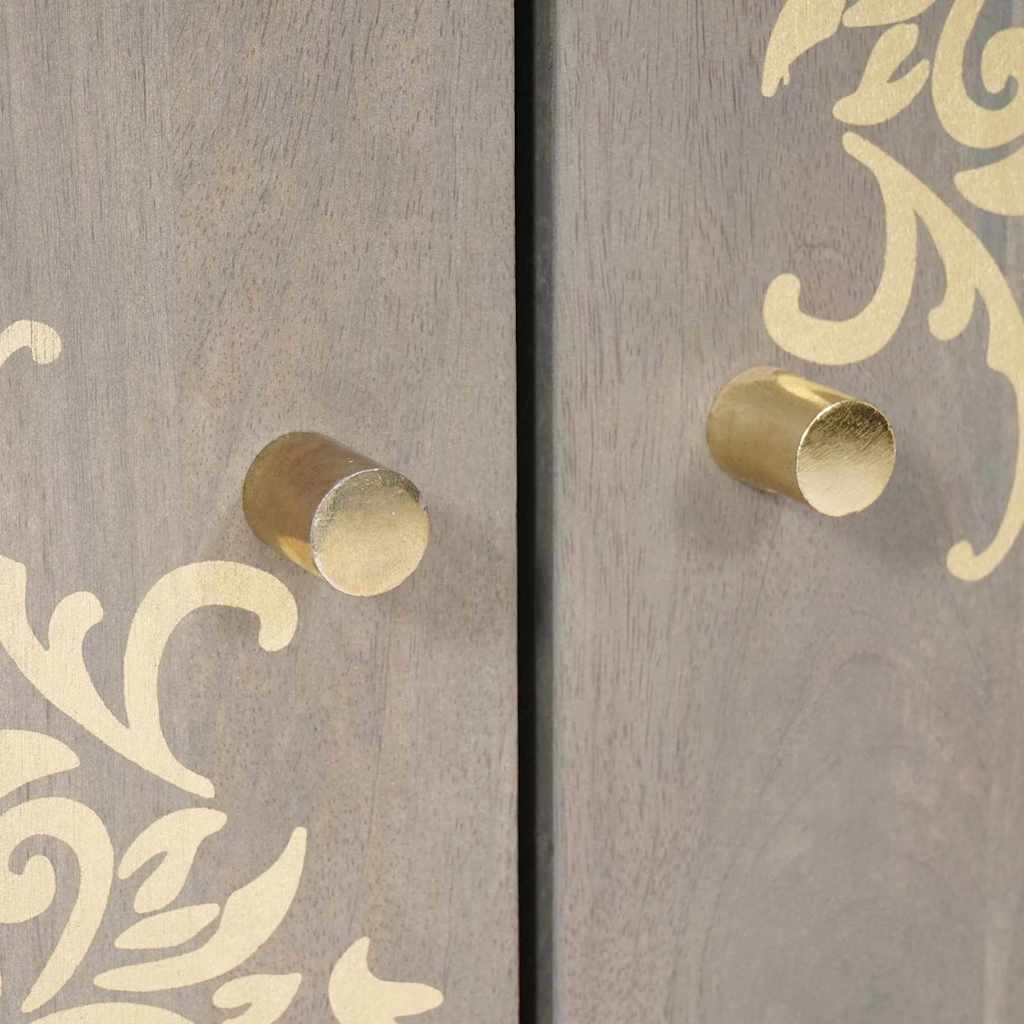 vidaXL Bufet Gri și Aur 60 x 33 x 75 cm Lemn de mango solid