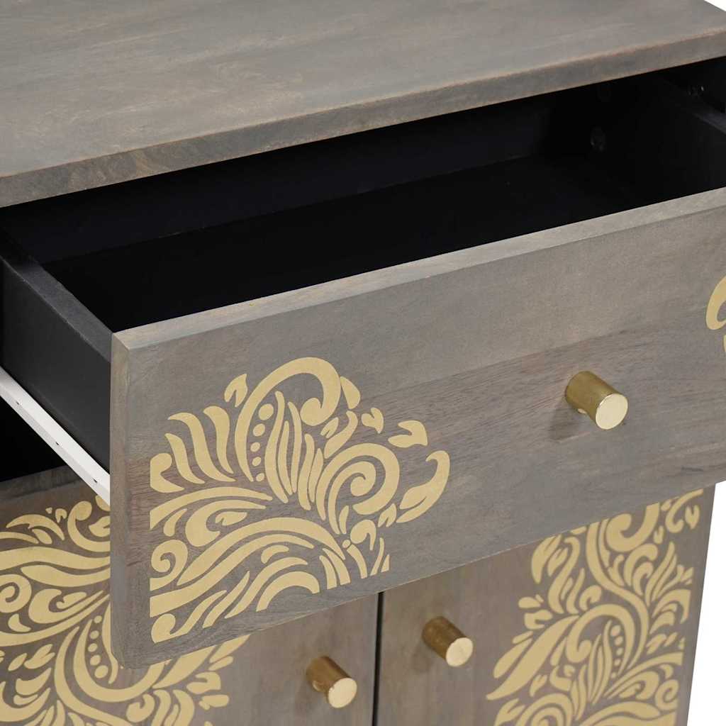 vidaXL Noptieră cu ușă Gri 50 x 33 x 60 cm Lemn de mango solid