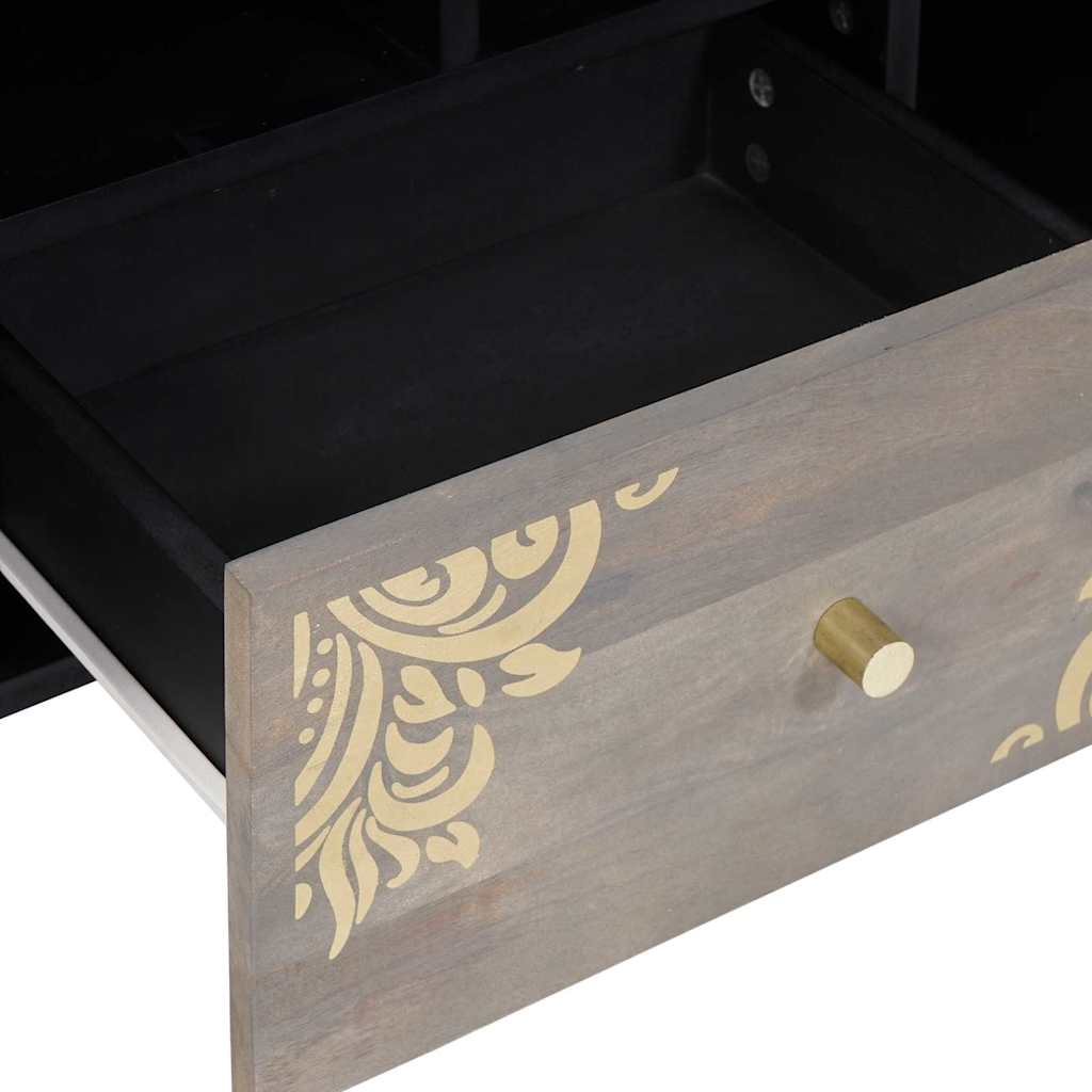 vidaXL Cabinet TV cu sertar Gri 100 x 33 x 46 cm Lemn de mango solid