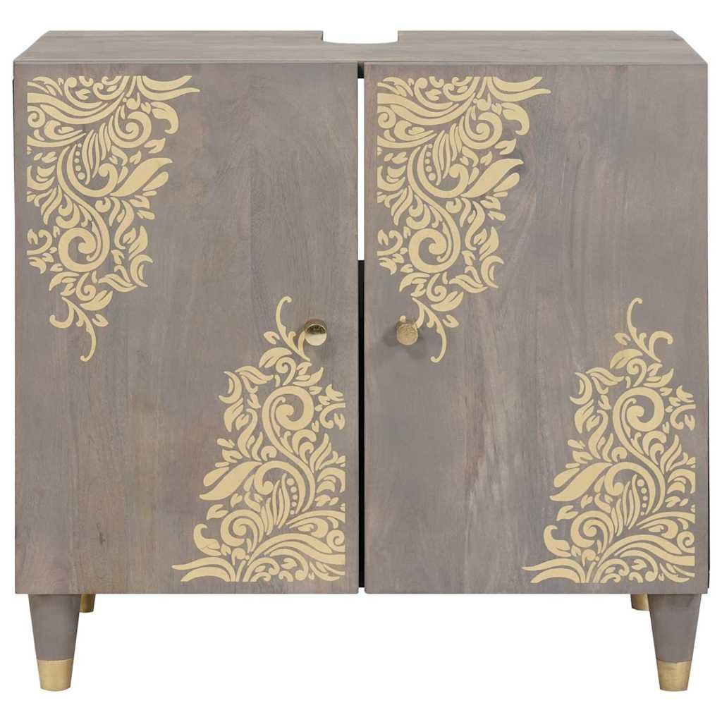 vidaXL Dulap de chiuvetă Gri 62 x 33 x 58 cm Lemn de mango solid