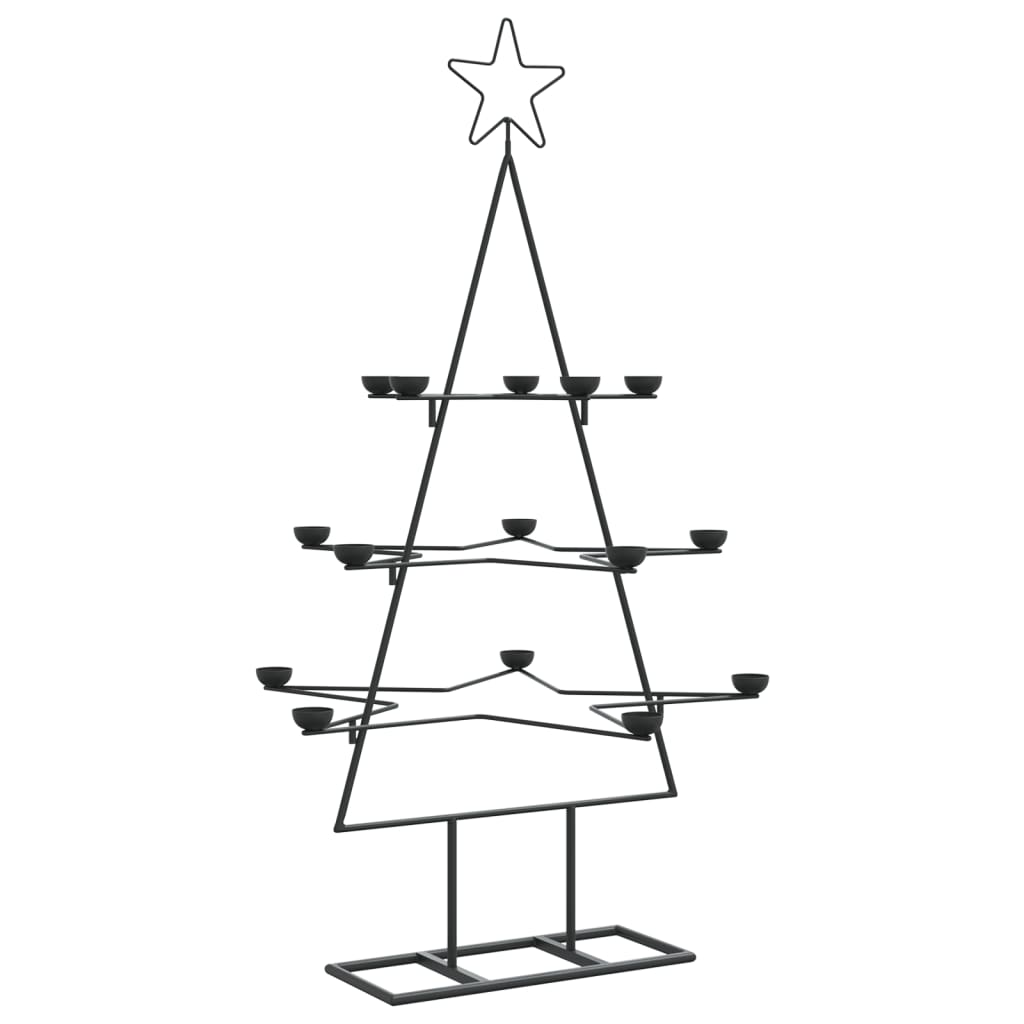 vidaXL Brad de Crăciun din metal pentru decor, negru, 105 cm
