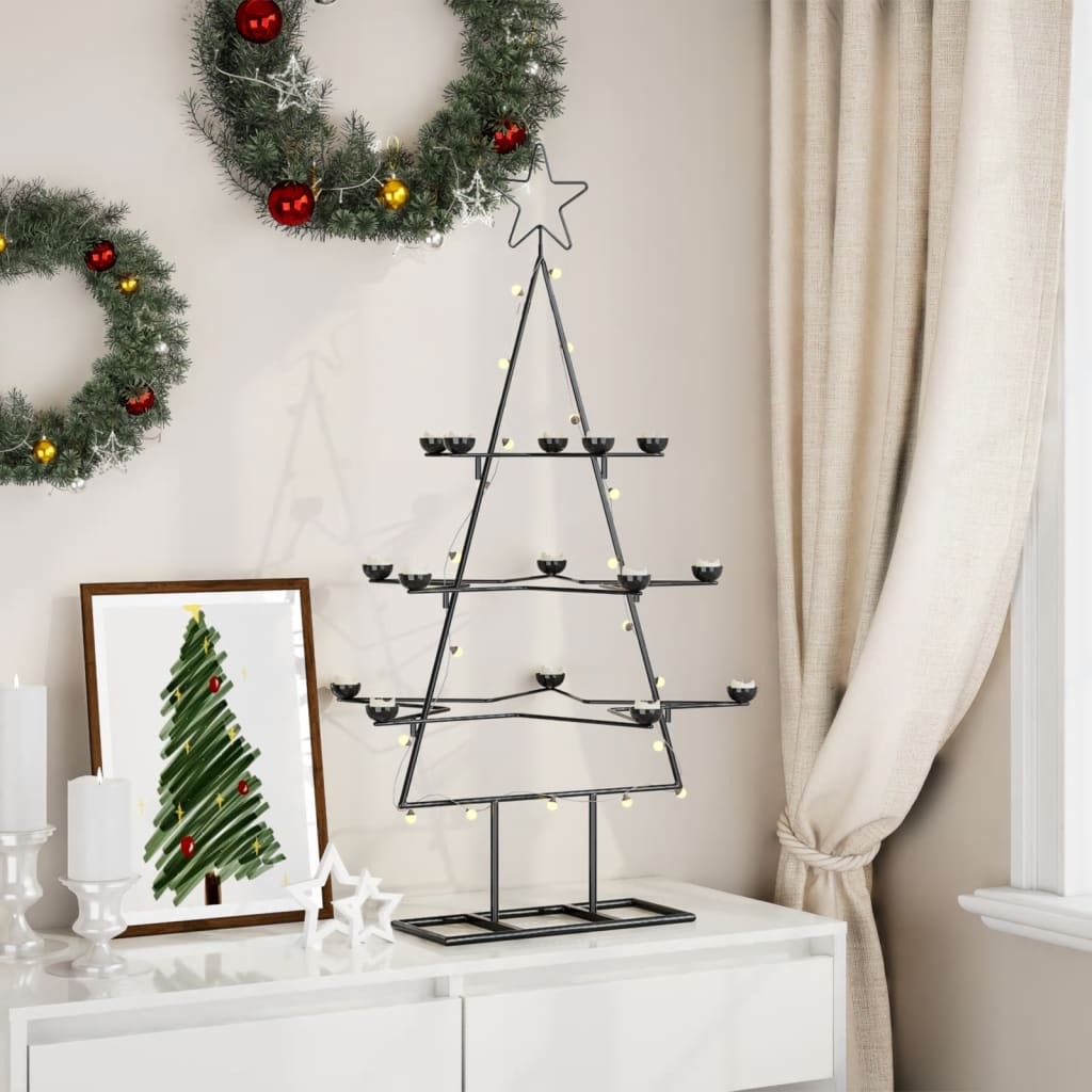 vidaXL Brad de Crăciun din metal pentru decor, negru, 105 cm