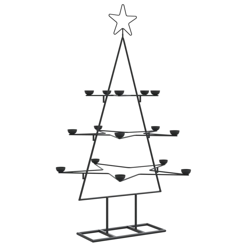 vidaXL Brad de Crăciun din metal pentru decor, negru, 105 cm