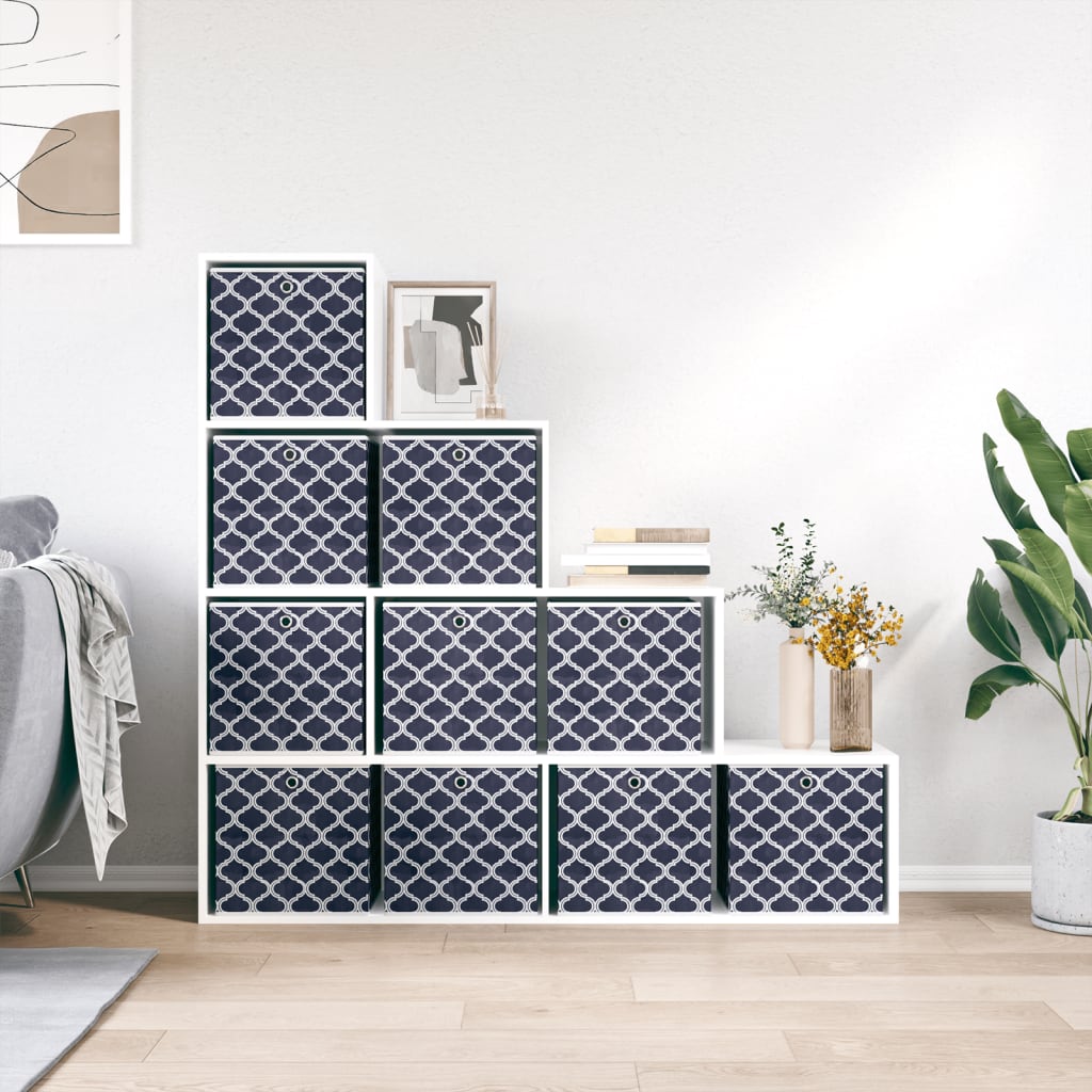 vidaXL Cutii depozit pliabile 10buc albastru 32x32x32cm textil nețesut vidaXL Cutii depozit pliabile 10buc albastru 32x32x32cm textil nețesut
