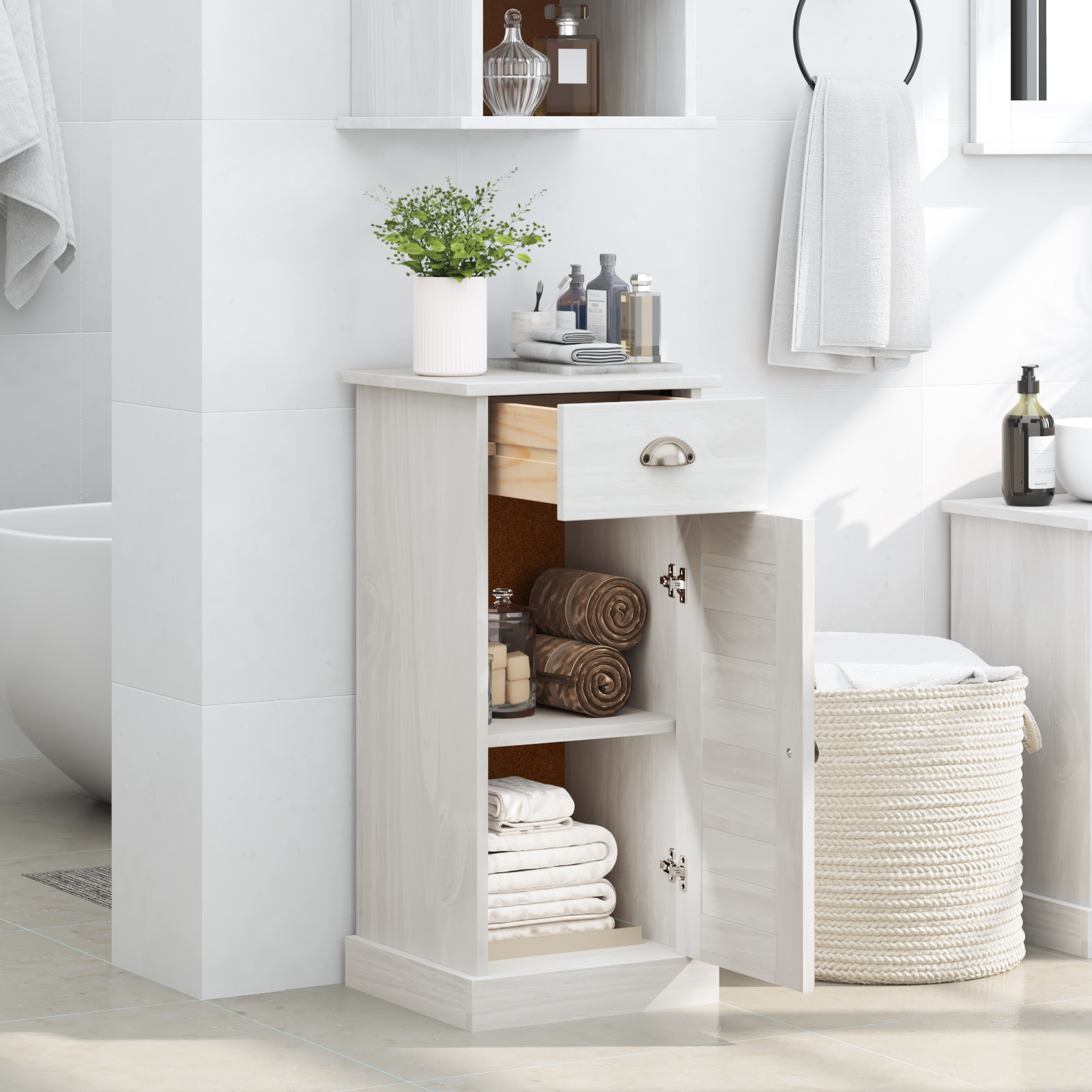 vidaXL Cabinet de baie "VIGO" cu Sertar 37x34x80 cm Lemn Masiv de Pin