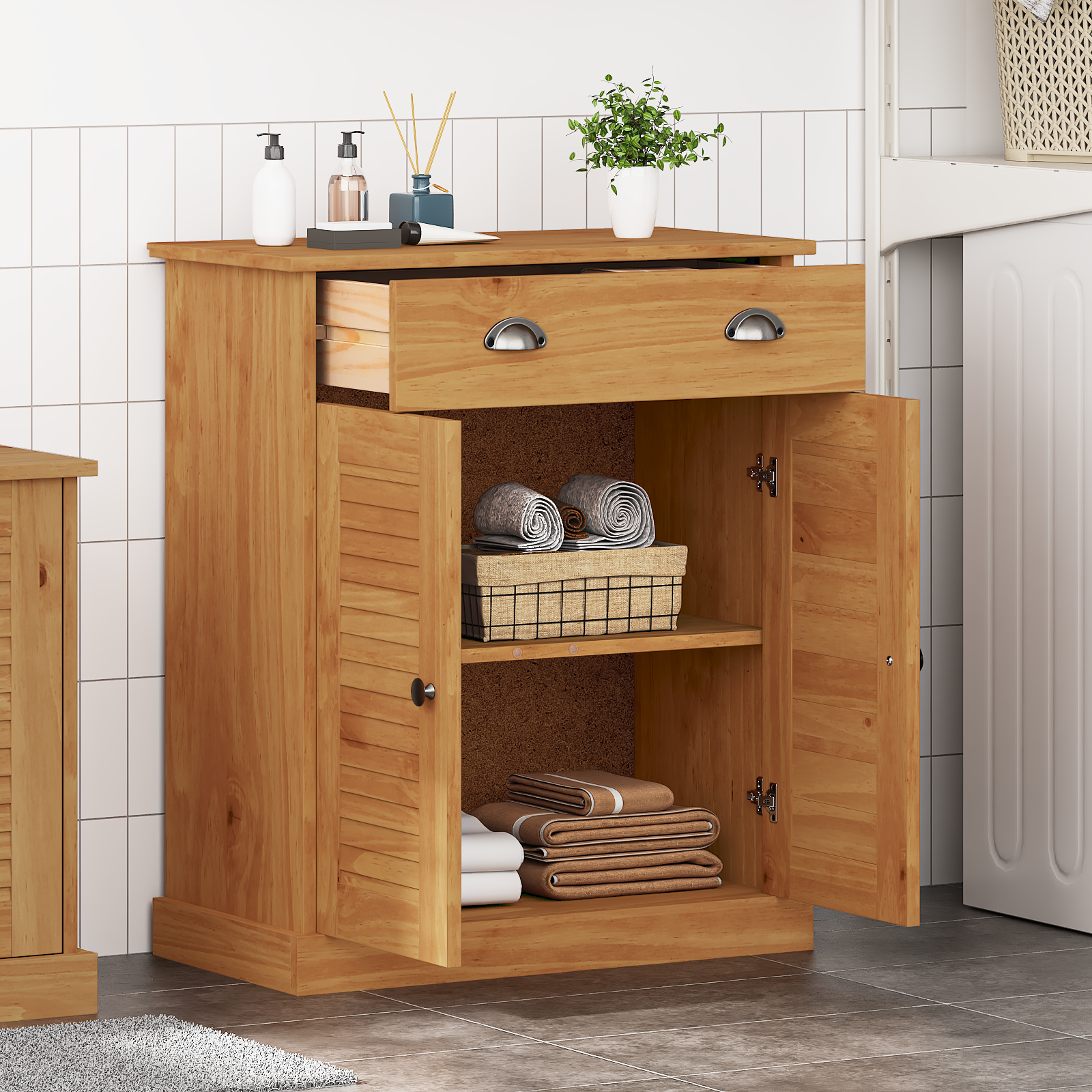 vidaXL Dulap de Baie cu depozitare VIGO maro miere 67.5 x 34 x 80 cm