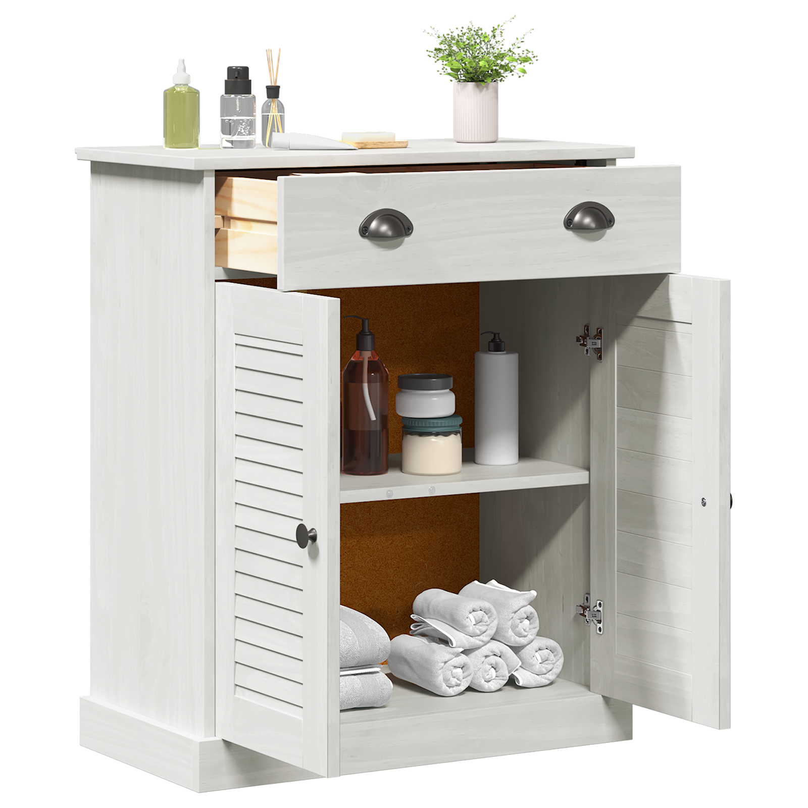 vidaXL Dulap de Baie Alb 68 x 34 x 80 cm Lemn masiv de pin vidaXL Dulap de Baie Alb 68 x 34 x 80 cm Lemn masiv de pin