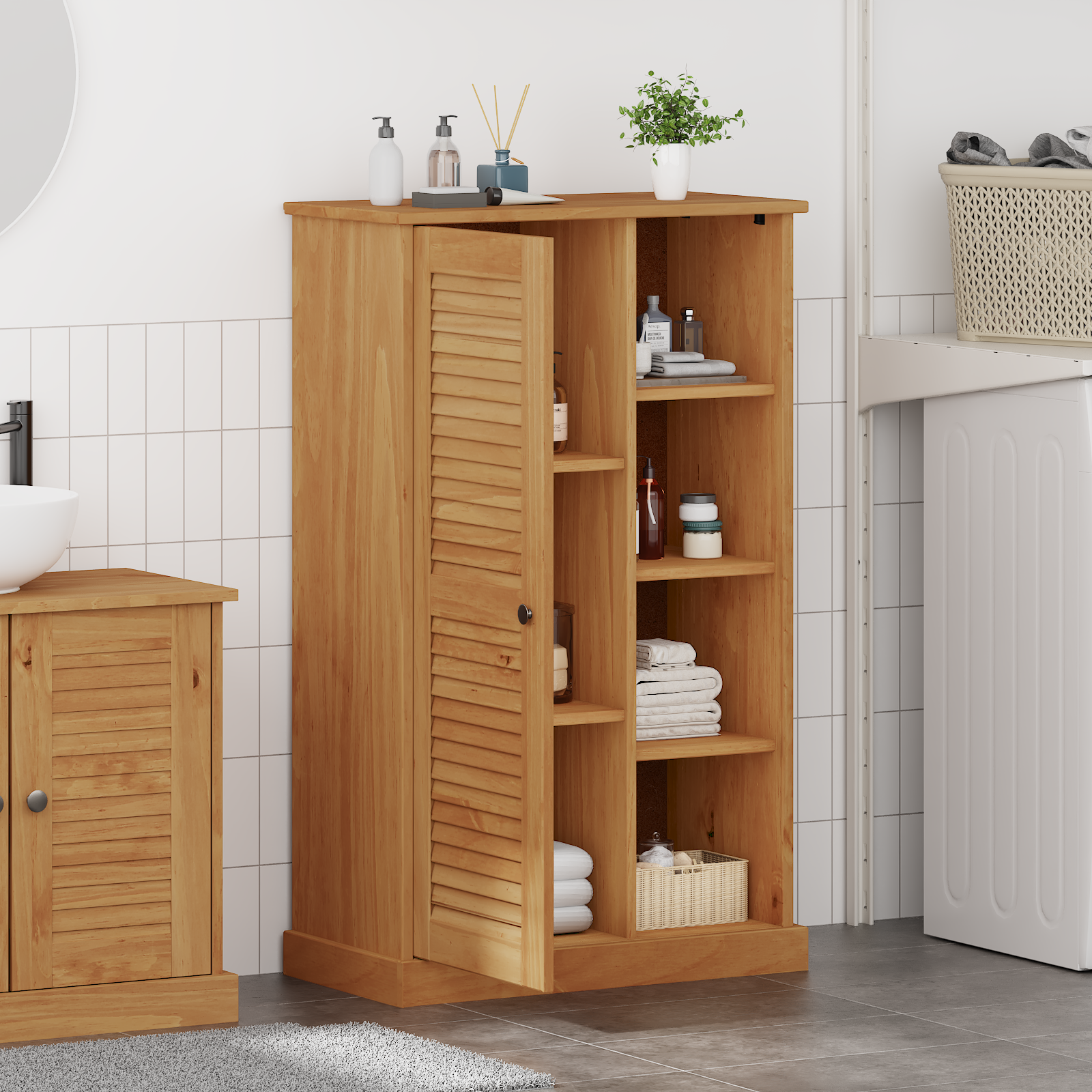 vidaXL Dulap de Baie cu depozitare VIGO maro miere 67.5 x 34 x 110 cm