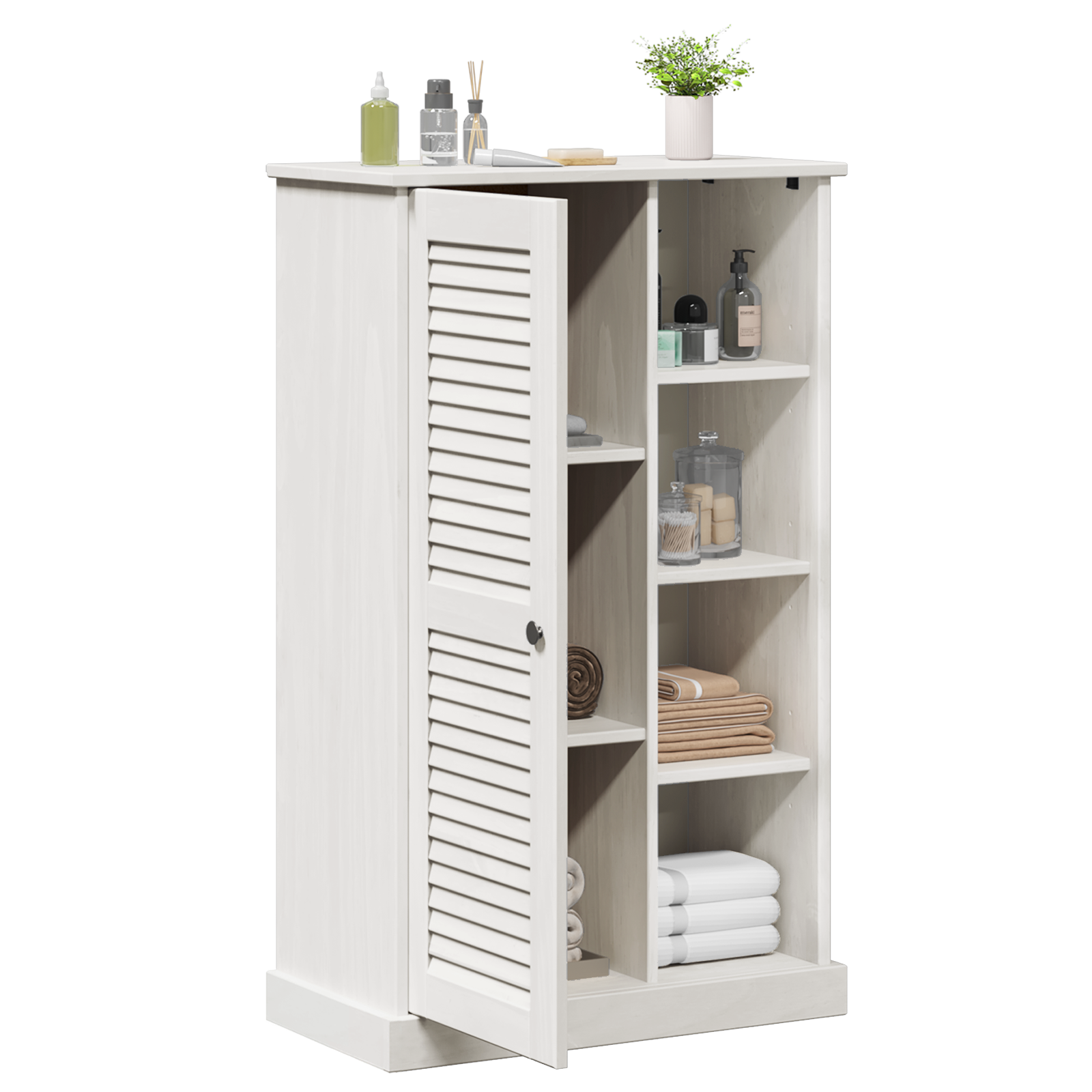 vidaXL Dulap de Baie Alb 68 x 34 x 110 cm Lemn masiv de pin vidaXL Dulap de Baie Alb 68 x 34 x 110 cm Lemn masiv de pin