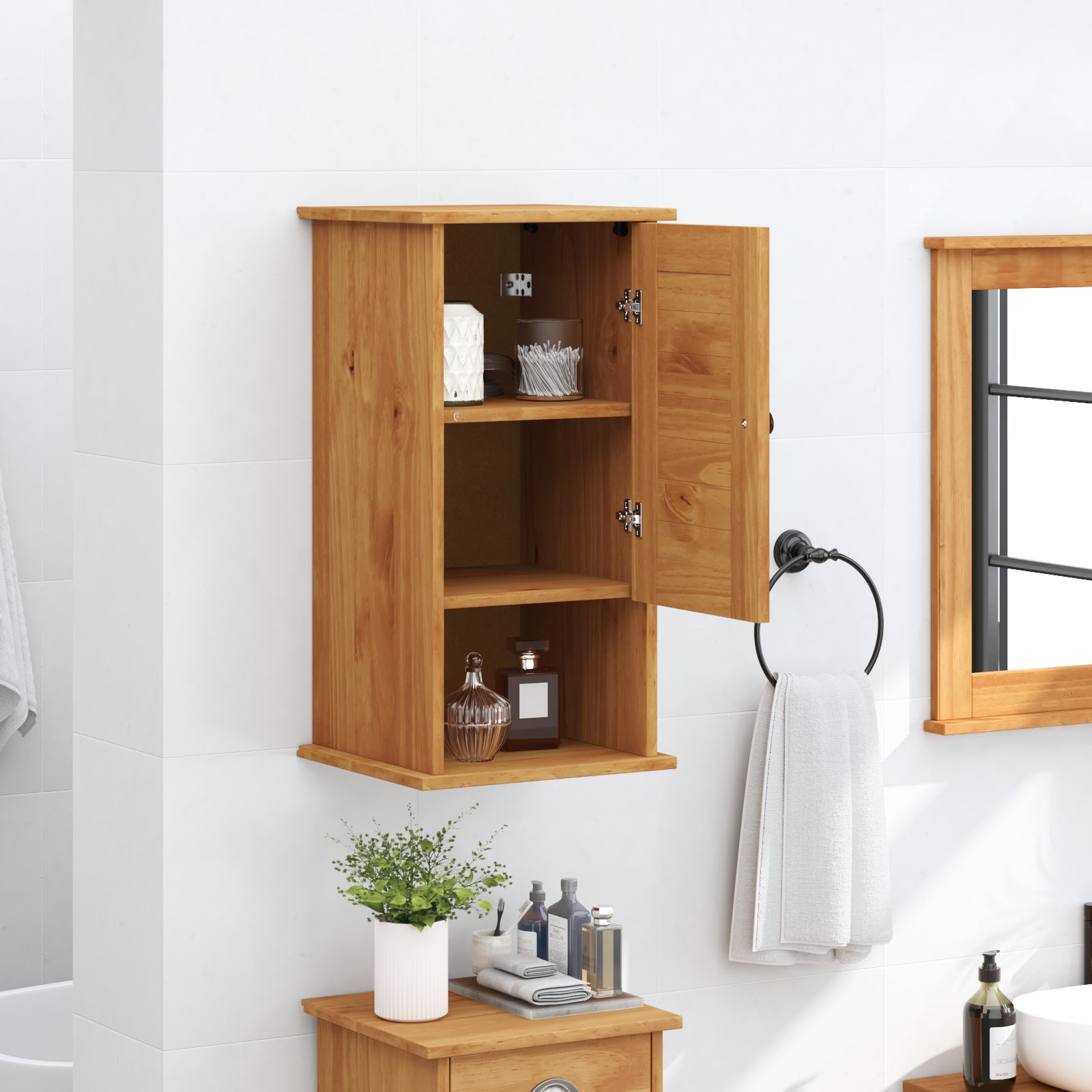 vidaXL Dulap Bathroom Montat pe Perete maro miere 37 x 34 x 71.5 cm vidaXL Dulap Bathroom Montat pe Perete maro miere 37 x 34 x 71.5 cm