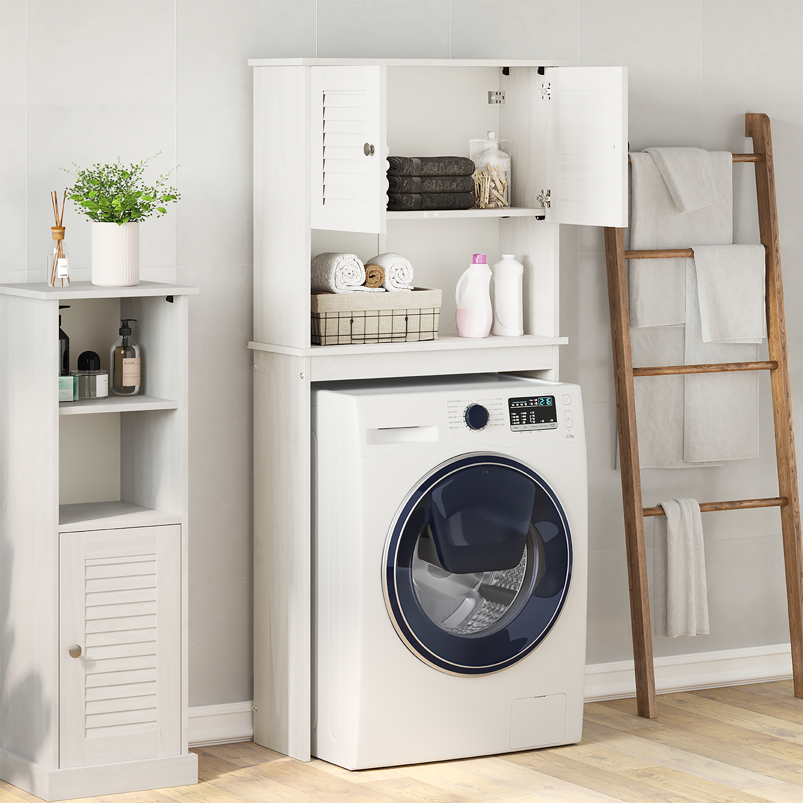 vidaXL Dulap pentru mașina de spălat VIGO Alb 72.5 x 27 x 161 cm vidaXL Dulap pentru mașina de spălat VIGO Alb 72.5 x 27 x 161 cm