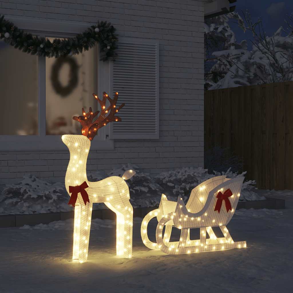 vidaXL Decoratune de Crăciun Ren și Sanie 100 LED-uri Alb Rece