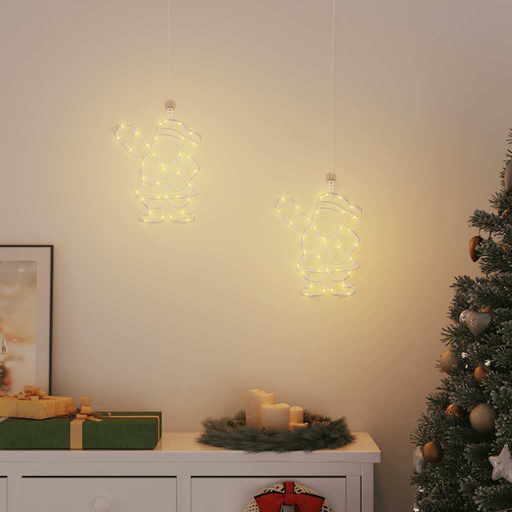 vidaXL Lumini de Crăciun Siluetă Moș Crăciun 2 buc 35 LED-uri Alb Cald
