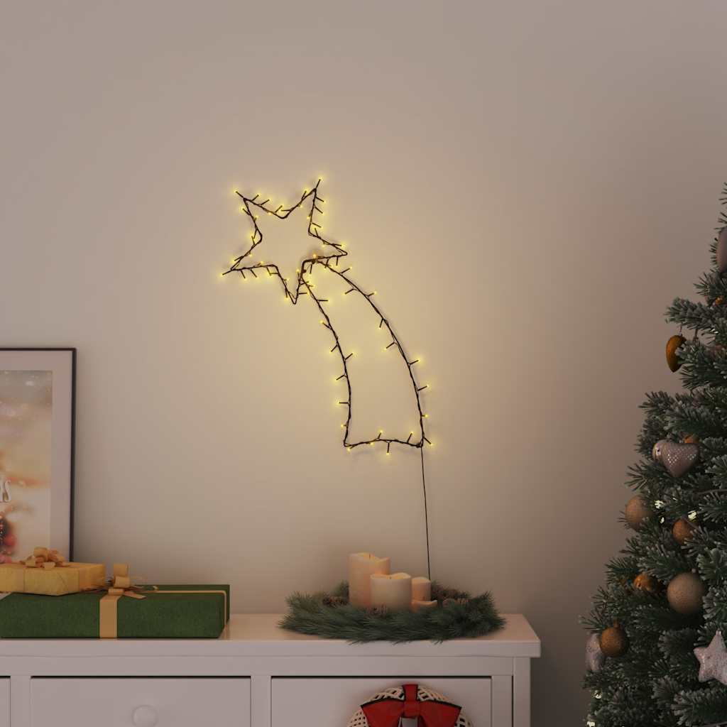 vidaXL Lumini Crăciun Siluetă stea căzătoare 80 LED-uri alb cald vidaXL Lumini Crăciun Siluetă stea căzătoare 80 LED-uri alb cald