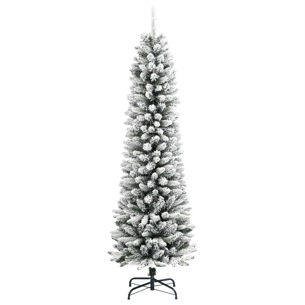vidaXL Brad de Crăciun artificial slim cu zăpadă pufoasă 180 cm PVC&PE