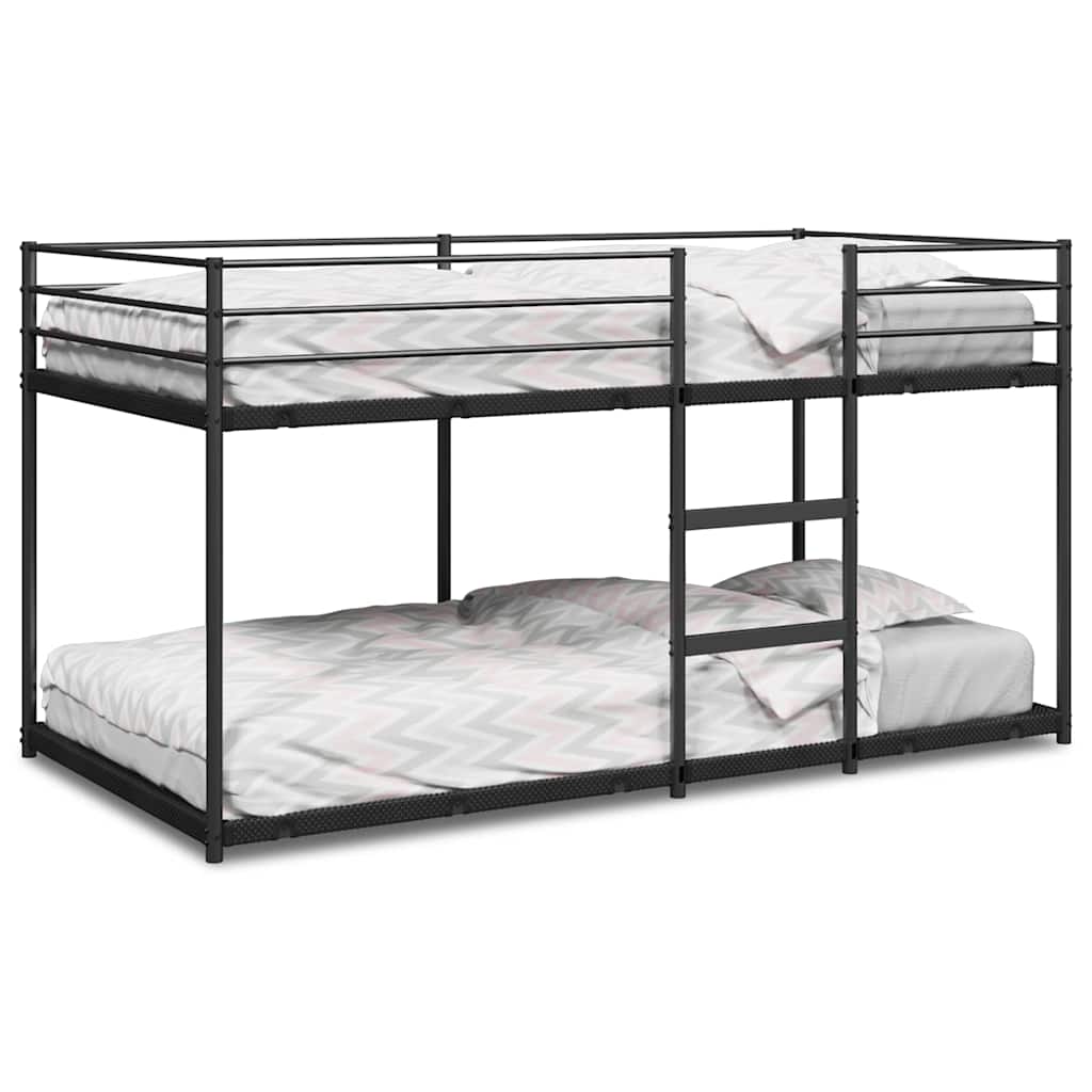 vidaXL Pat supraetajat fără saltea negru 75x190 cm oțel