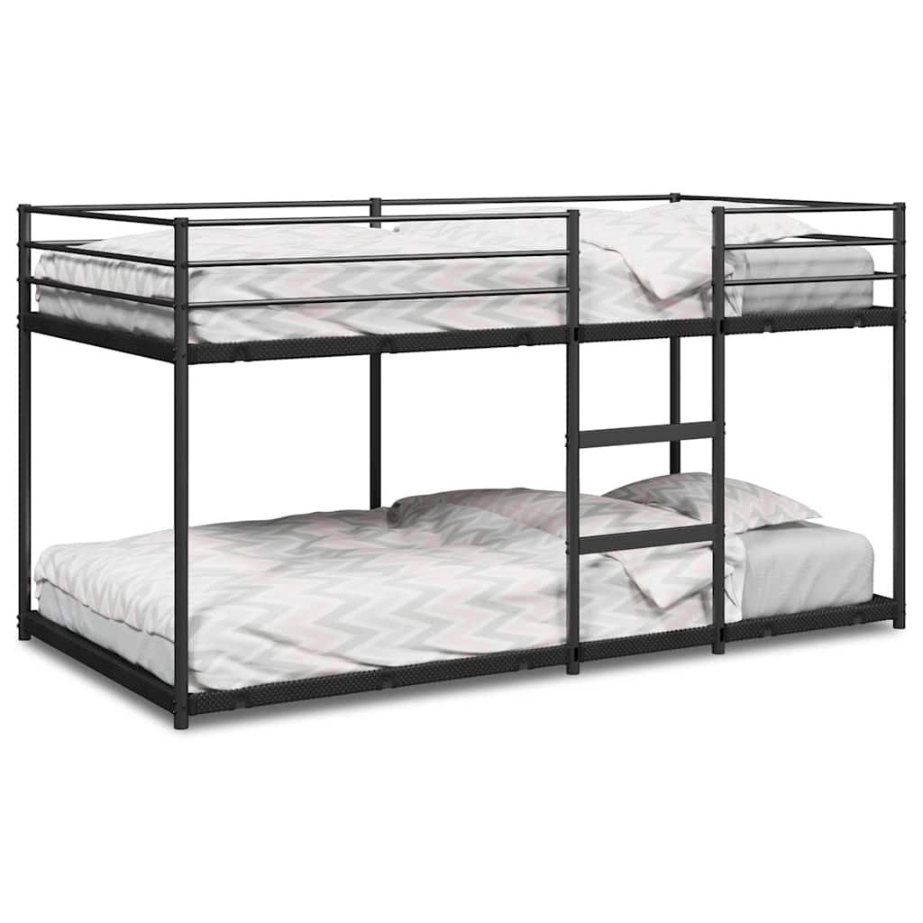 vidaXL Pat supraetajat fără saltea negru 90x200 cm oțel