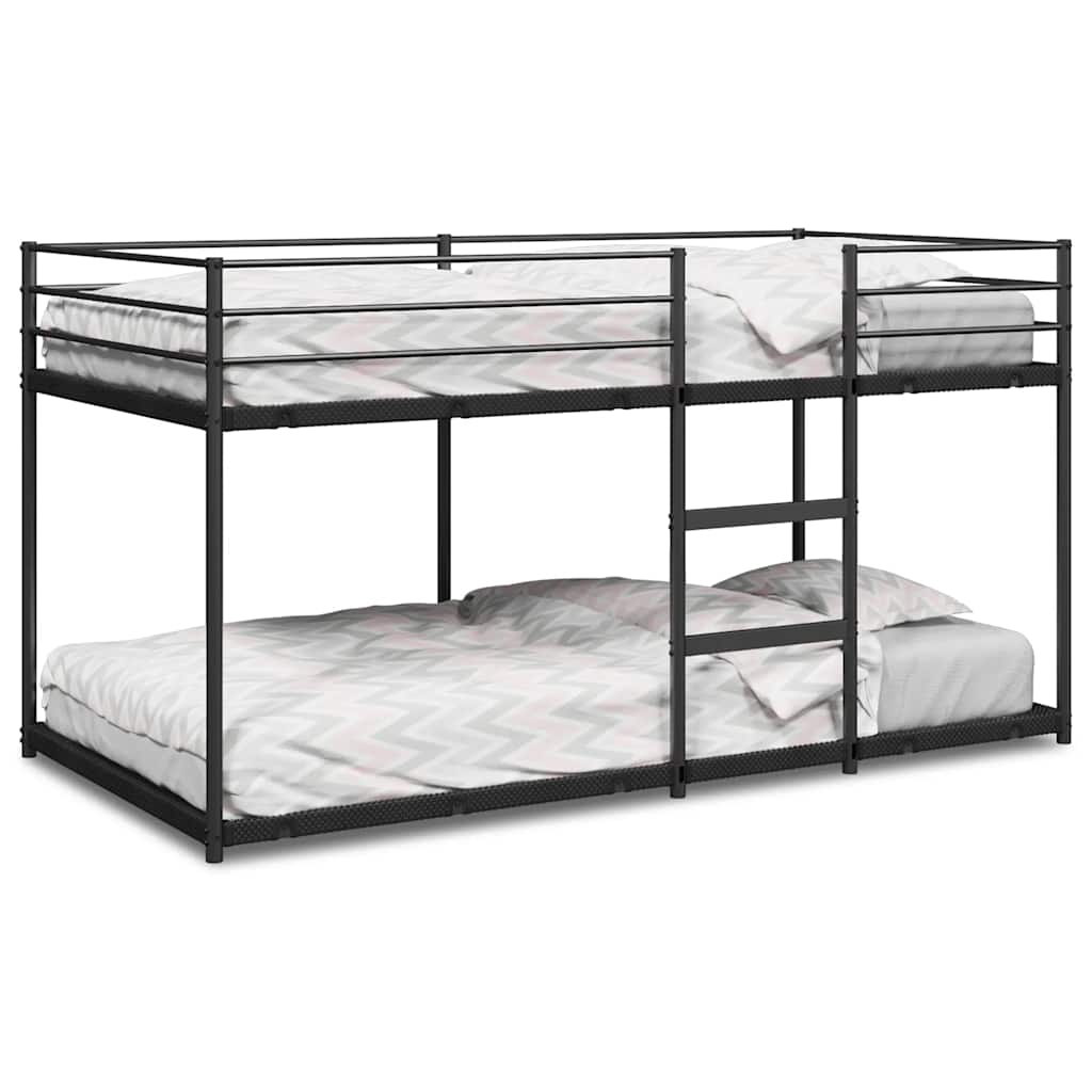 vidaXL Pat supraetajat fără saltea negru 100x190 cm oțel
