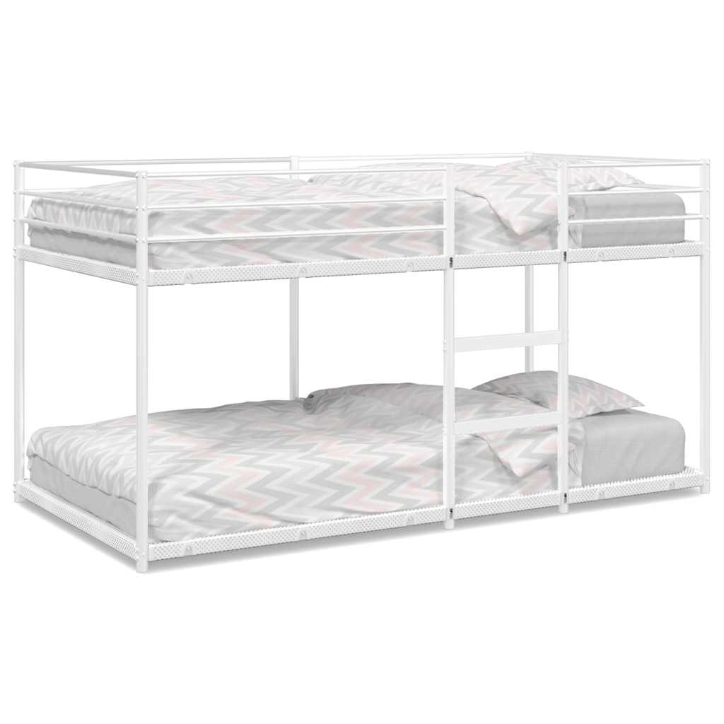 vidaXL Pat supraetajat fără saltea alb 75x190 cm oțel