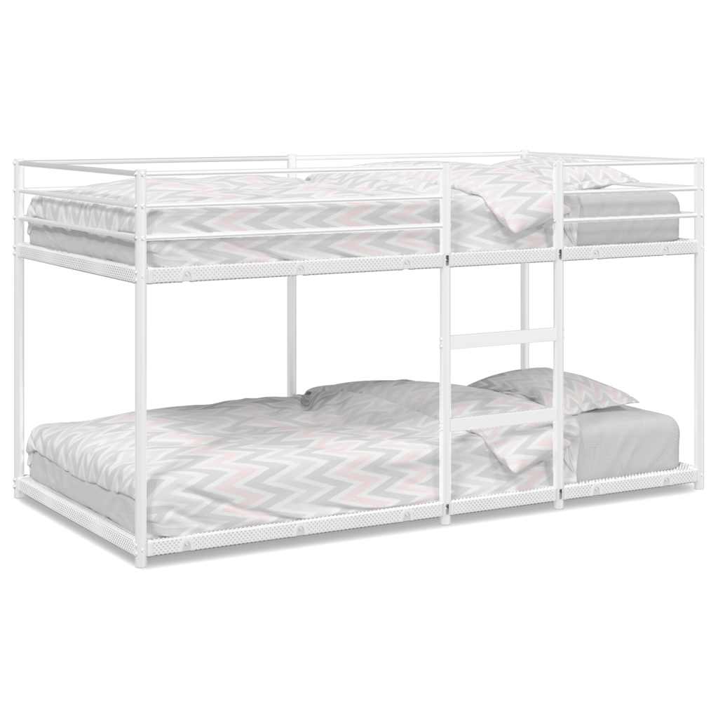 vidaXL Pat supraetajat fără saltea alb 80x200 cm oțel vidaXL Pat supraetajat fără saltea alb 80x200 cm oțel