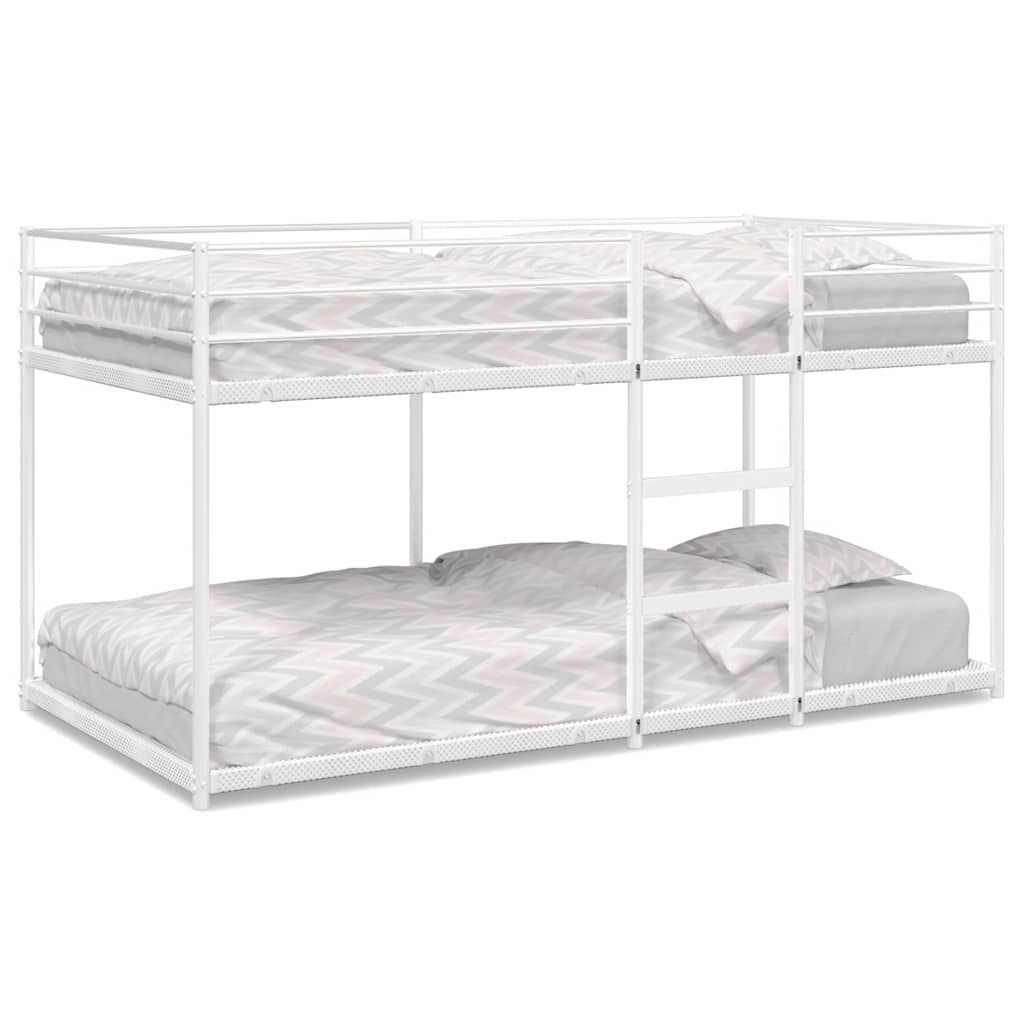 vidaXL Pat supraetajat fără saltea alb 100x190 cm oțel