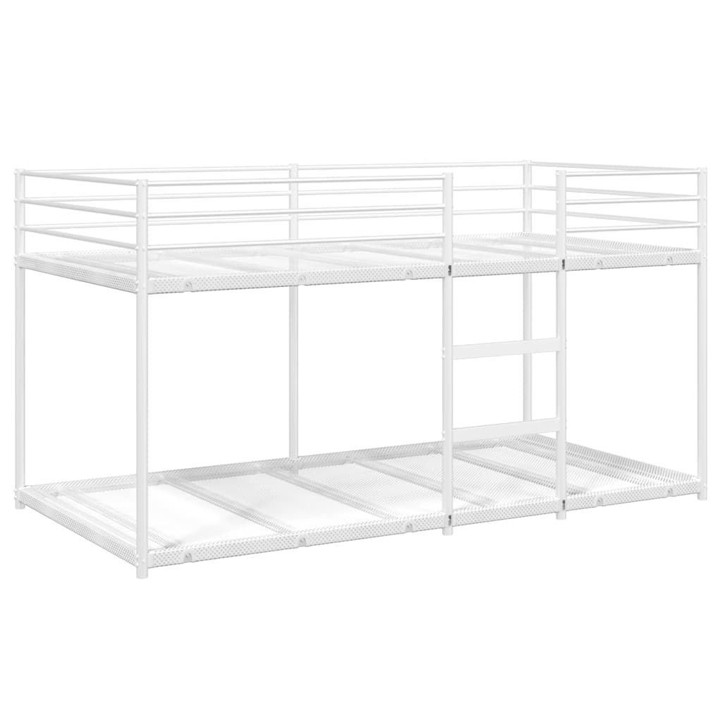 vidaXL Pat supraetajat fără saltea alb 100x190 cm oțel