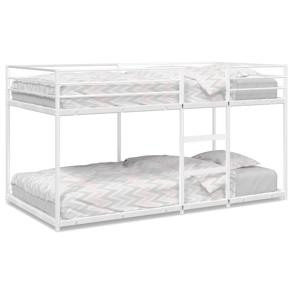 vidaXL Pat supraetajat fără saltea alb 100x200 cm oțel